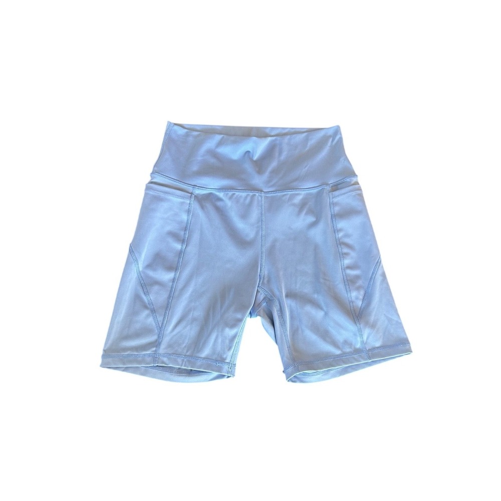 Love Tree Womens Light Blue High Rise Biker Shorts with Pockets Size Small